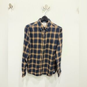 Weatherproof Plaid Button-Down Shirt - Black and Tan